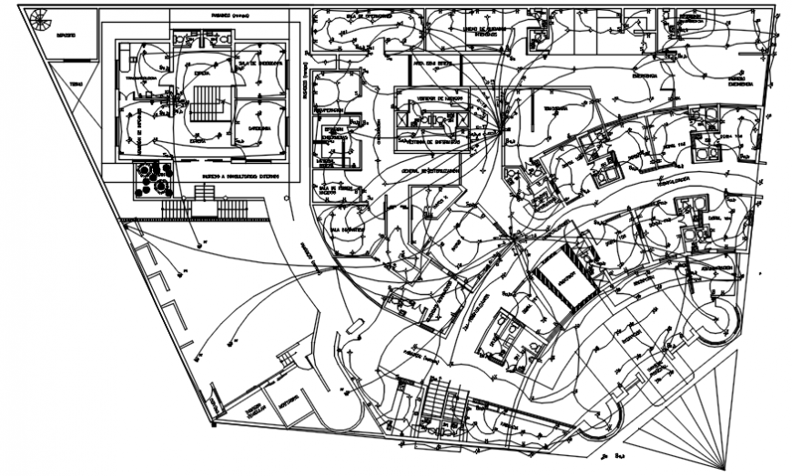 Electrical installation of first floor plan in AutoCAD