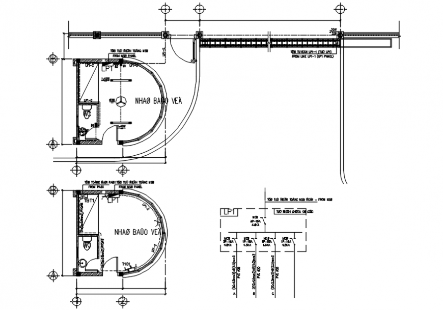 Electrical installation of guard house in AutoCAD file