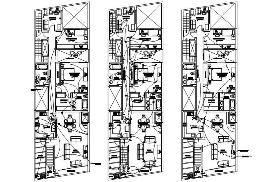 Electrical installation of residential area in AutoCAD