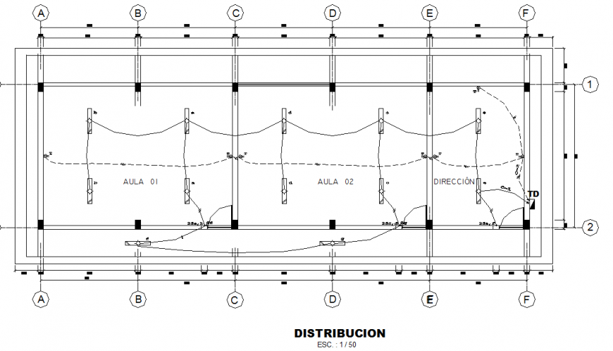 Electrical installation plan details of initial school building dwg file