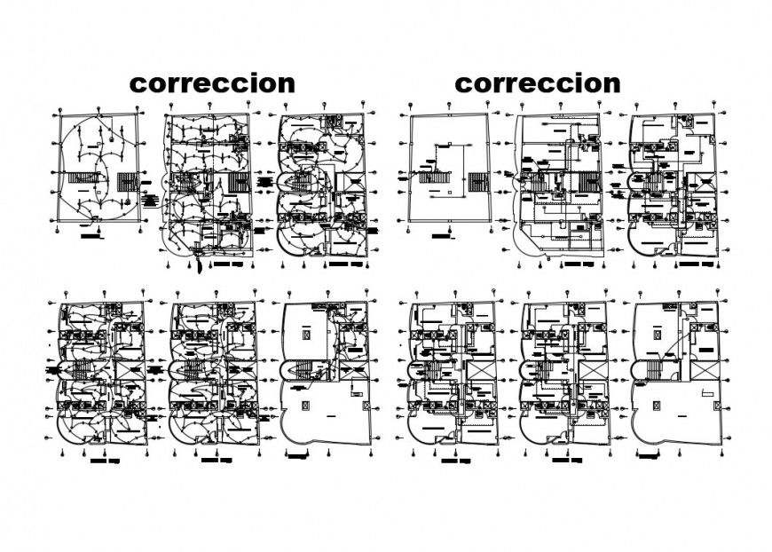 Electrical installation plan in a building detail 2d view CAD block autocad file