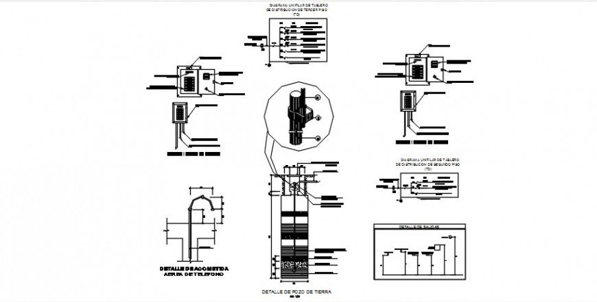 Electrical installation with riser diagram for one family house dwg file