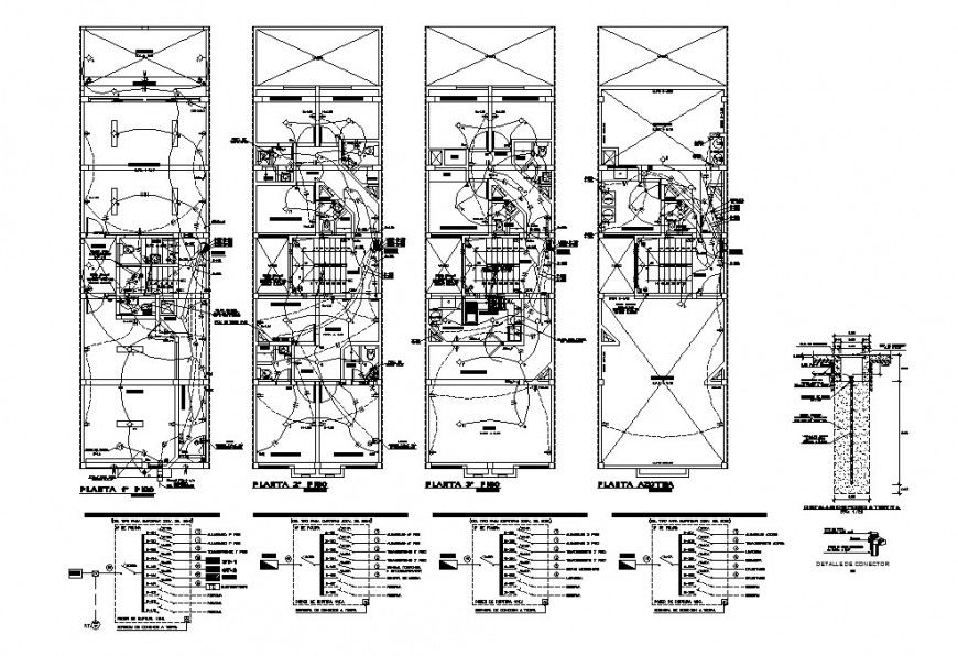 Electrical installation with riser diagram of apartment building floors dwg file