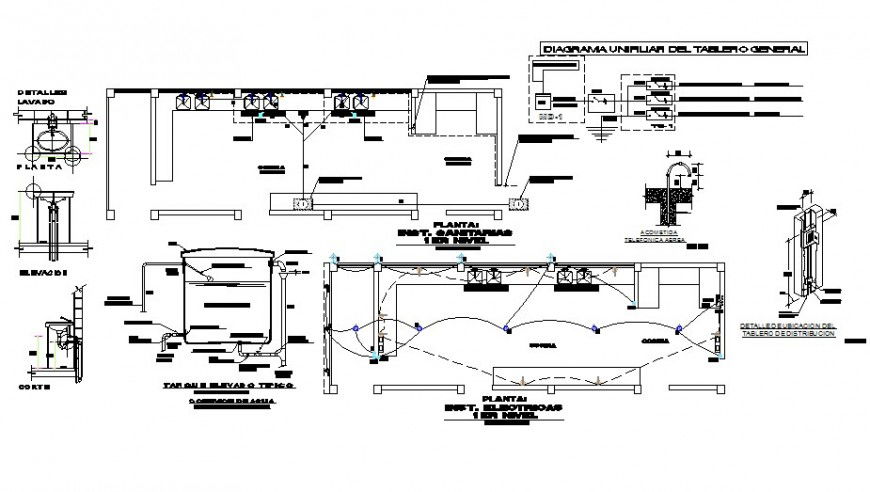 Electrical layout and fitting details of office building dwg file