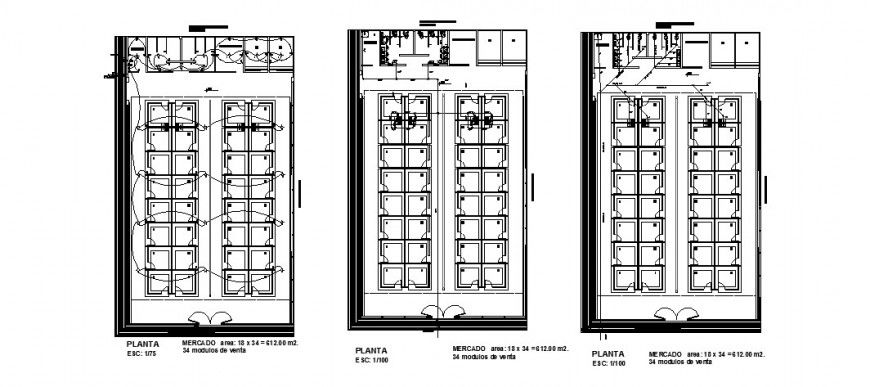 Electrical layout and sanitary installation details of commercial complex dwg file