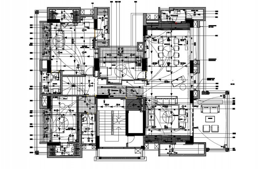 Electrical layout installation plan in building dwg file