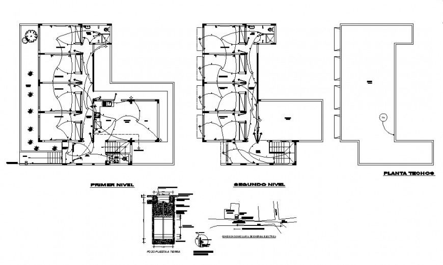 Electrical layout plan and installation details of medical residency house dwg file
