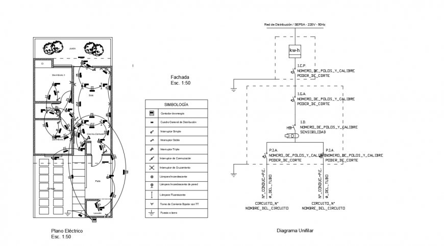Electrical layout plan detail with table format dwg file