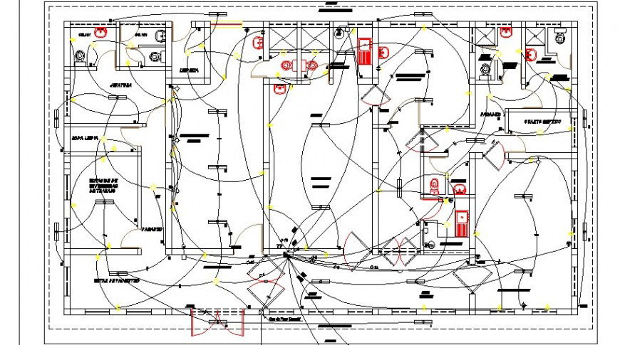 Electrical layout plan with first floor plan details of hospital drawing details dwg file