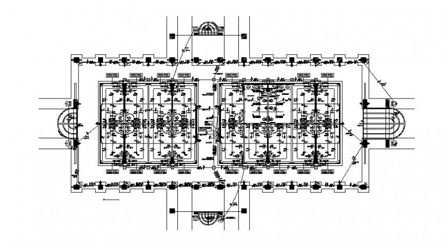Electrical layout plan with service module of office building floor dwg file