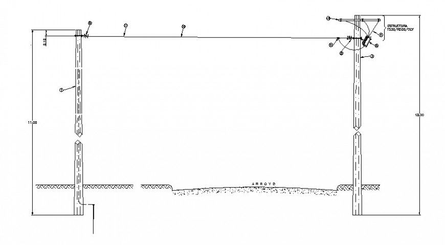 Electrical light pole drawings detail 2d view Autocad file