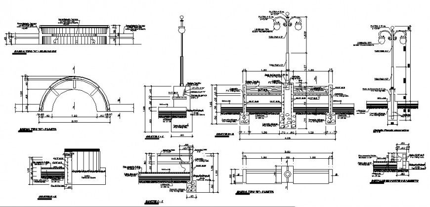 Electrical Light Pole Section & Install DWG File