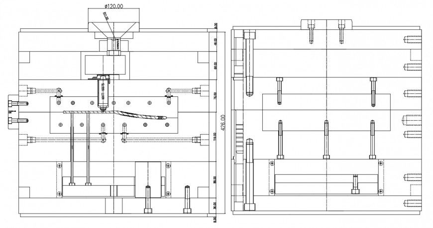 Electrical machine foot file base and electrical joints details dwg file