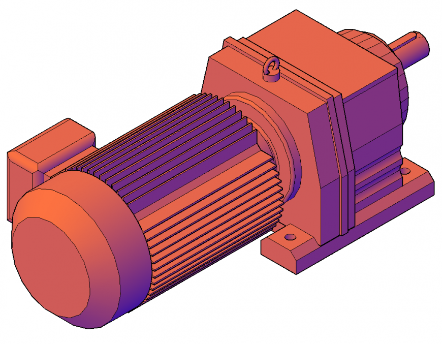 Electrical motor detail elevation 3d model layout autocad file