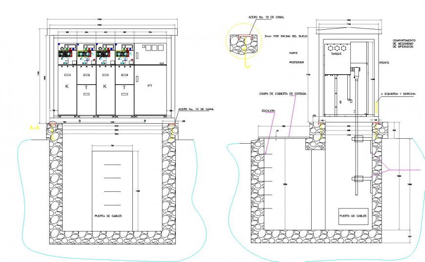 Electrical parallel cable fitting detail 2d view CAD block autocad file