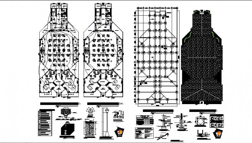 Electrical plan of restaurant with foundation detail in auto cad software