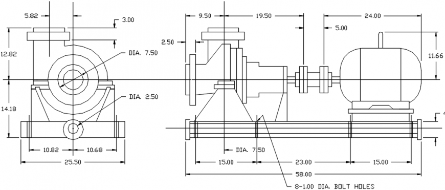 Electrical pump plan and electric installation drawing details dwg file