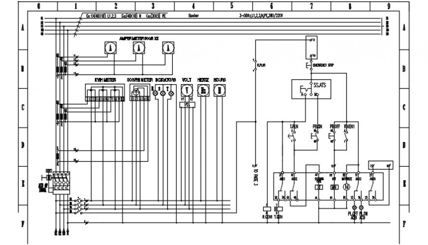 Electrical riser diagram of Gambar wiring genset pasar dwg file