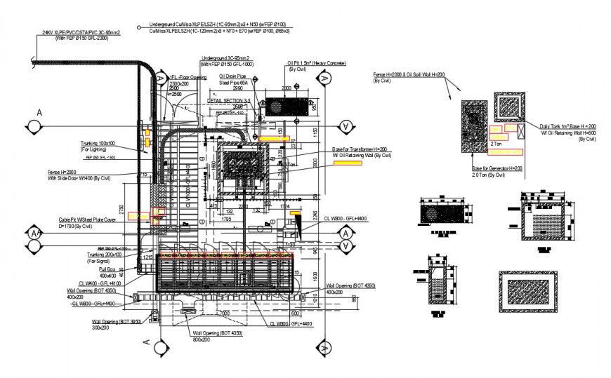 Electrical Room Layout & Section cad file