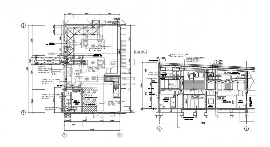 Electrical room layout plan in dwg file