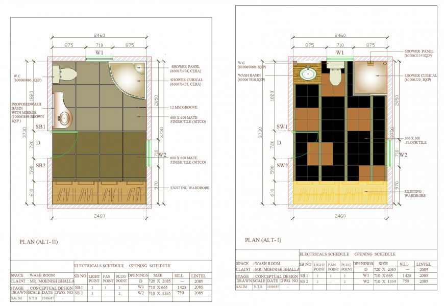 Electrical schedule electrical toilet plan detail dwg file
