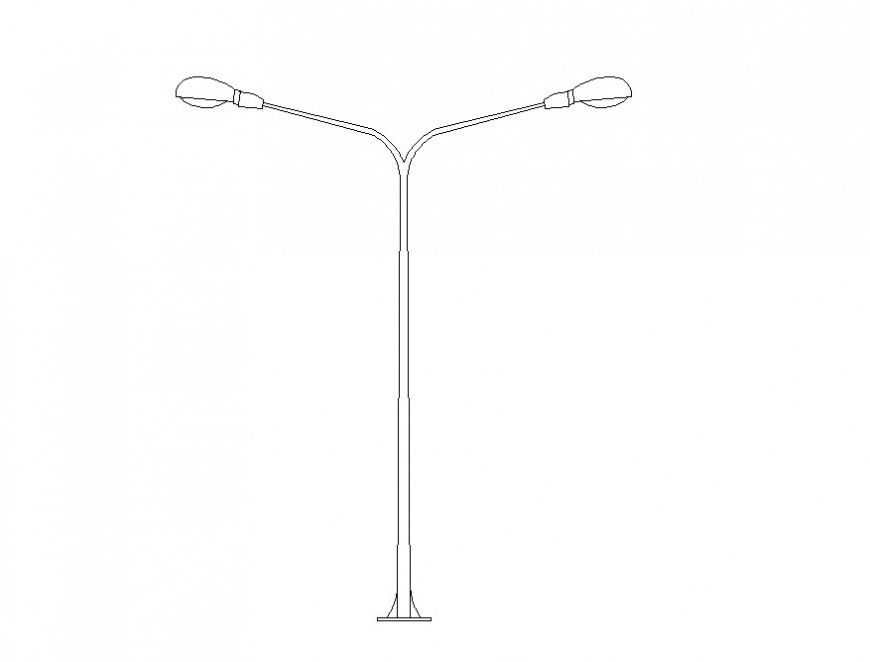 Electrical street lamp post detail 2d view CAD blocks autocad file