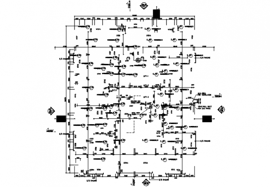 Electrical structure drawing details for apartment building dwg file