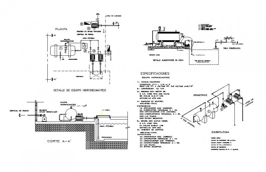 Electrical units and pipe system block 2d view autocad file