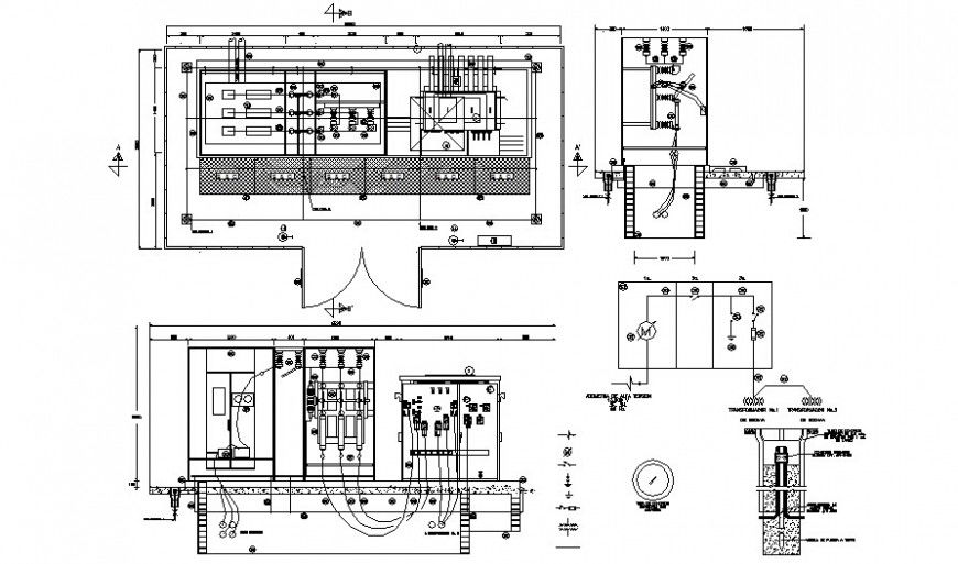 Electrical units drawings details plan and elevation autocad file