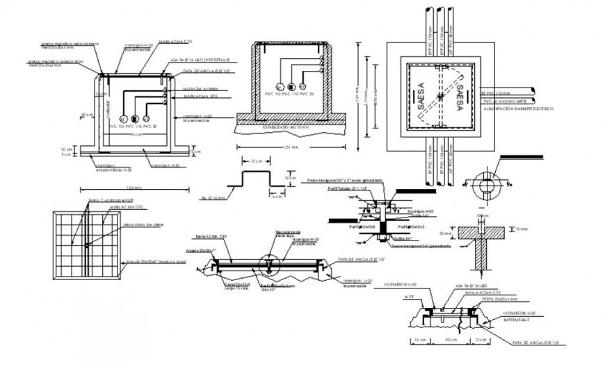 Electrical units drawings plan and elevation dwg file