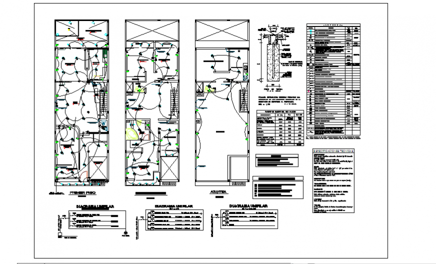 Electrification installation design drawing of single family house design drawing