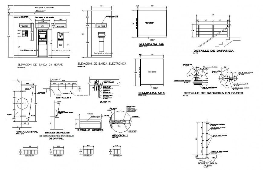 Electronic banking system with detail of ATM and detail in auto cad