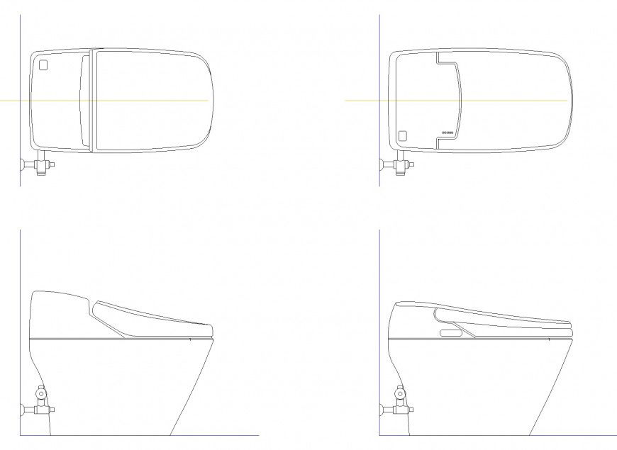 Electronic bidet toilet elevation autocad file