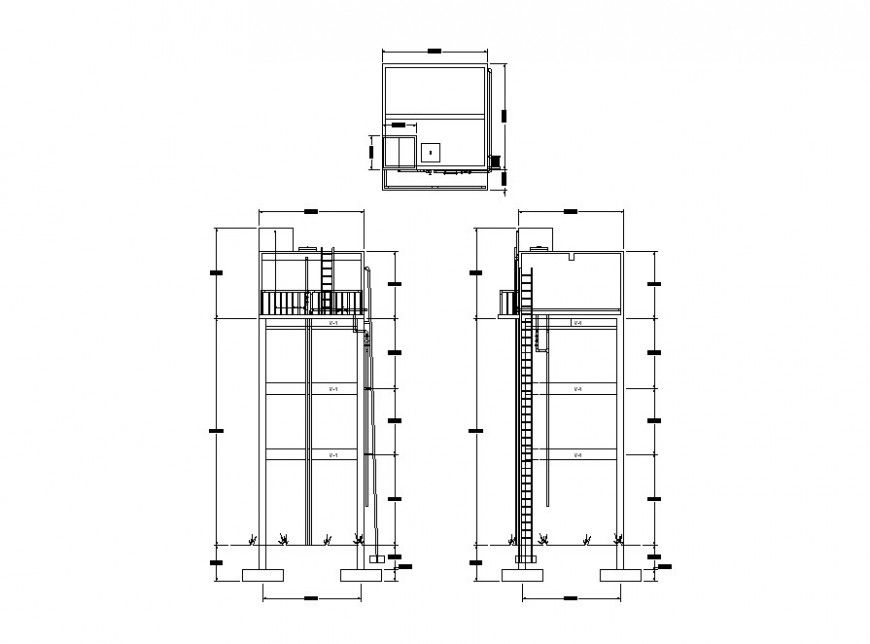 Elevated tank section and structure cad drawing details dwg file