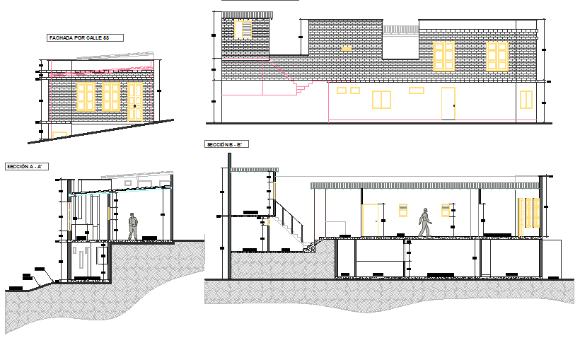 elevation of a bungalow dwg file