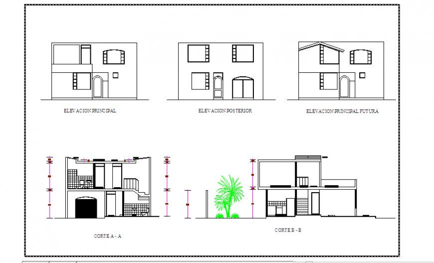 Single Family Home Elevation & Section DWG Download