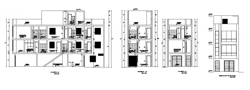 AutoCAD Elevation & Section Plan for Family Home Design