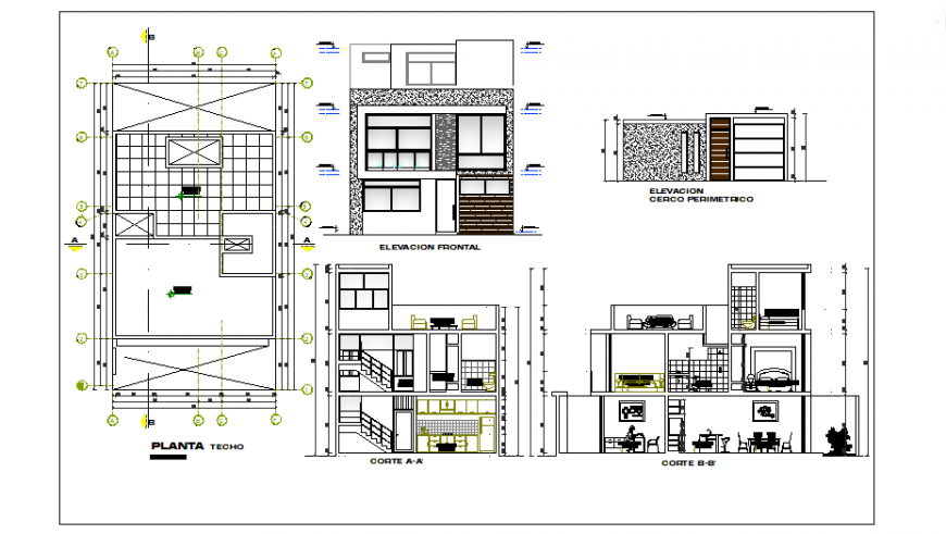Single-Family Home Project Elevation and Section DWG PDF Layout