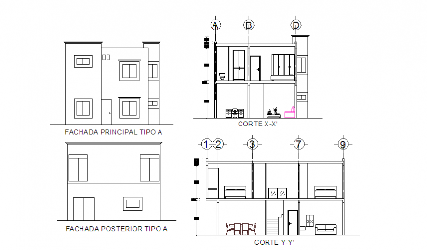 Elevation & Section_Type - A Small architectural house design drawing project