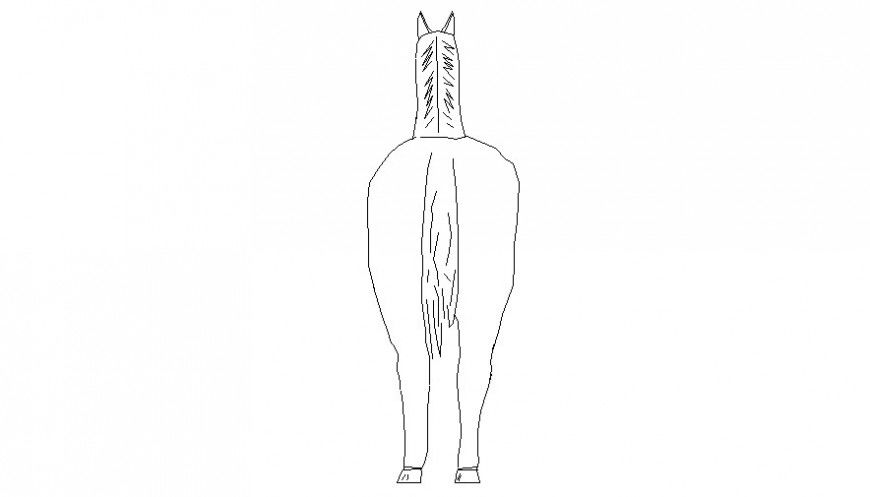 Elevation 2d drawings of animal horse block autocad software file
