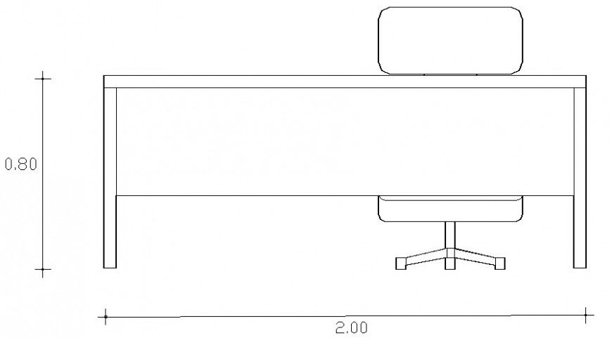 2D CAD Elevation View of Table and Chair Furniture Blocks