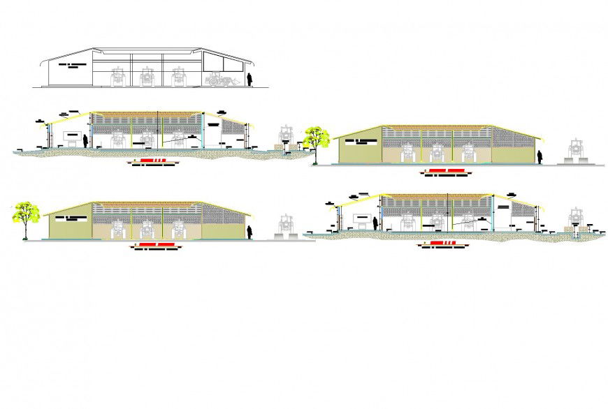 Elevation Agricultural mechanization center layout file,