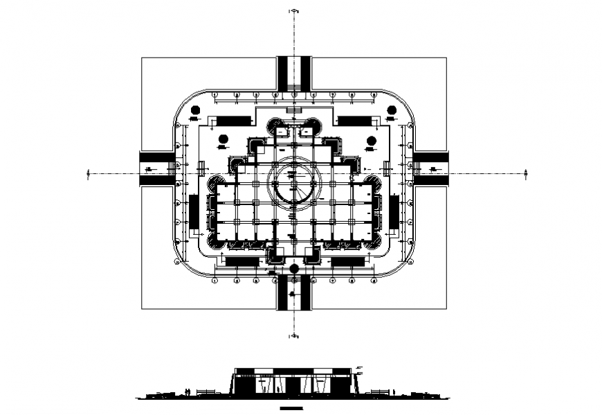 Elevation and architectural plan detail dwg file