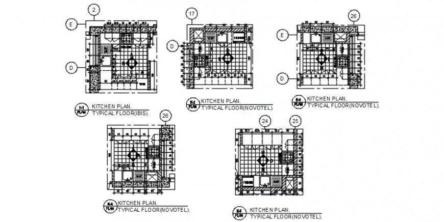 Elevation and floor plan details of kitchen 2d view autocad file