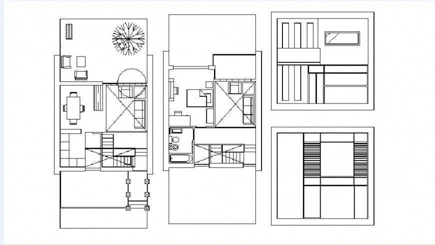 Elevation and floor plan drawing details of two story house dwg file