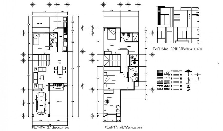 Elevation and floor plan of house drawings 2d view autocad file