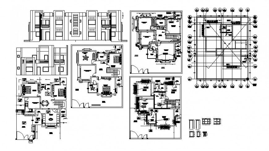 Elevation and layout of housing blocks 2d drawings autocad software file