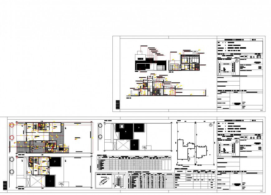 Elevation and plan bungalow plan detail dwg file