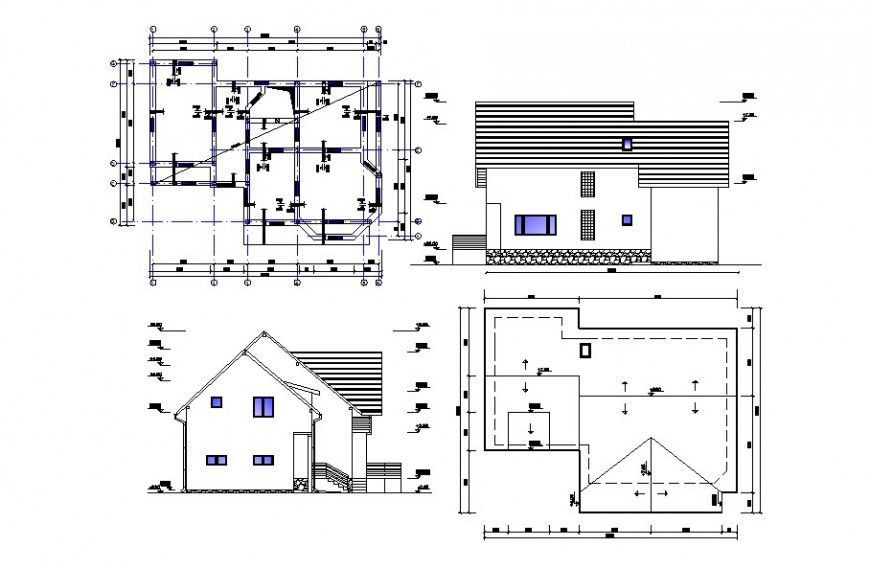 Elevation and plan detail of house CAD block autocad file