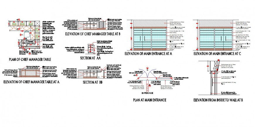 Elevation and plan detail of office block 2d view CAD structural block autocad file